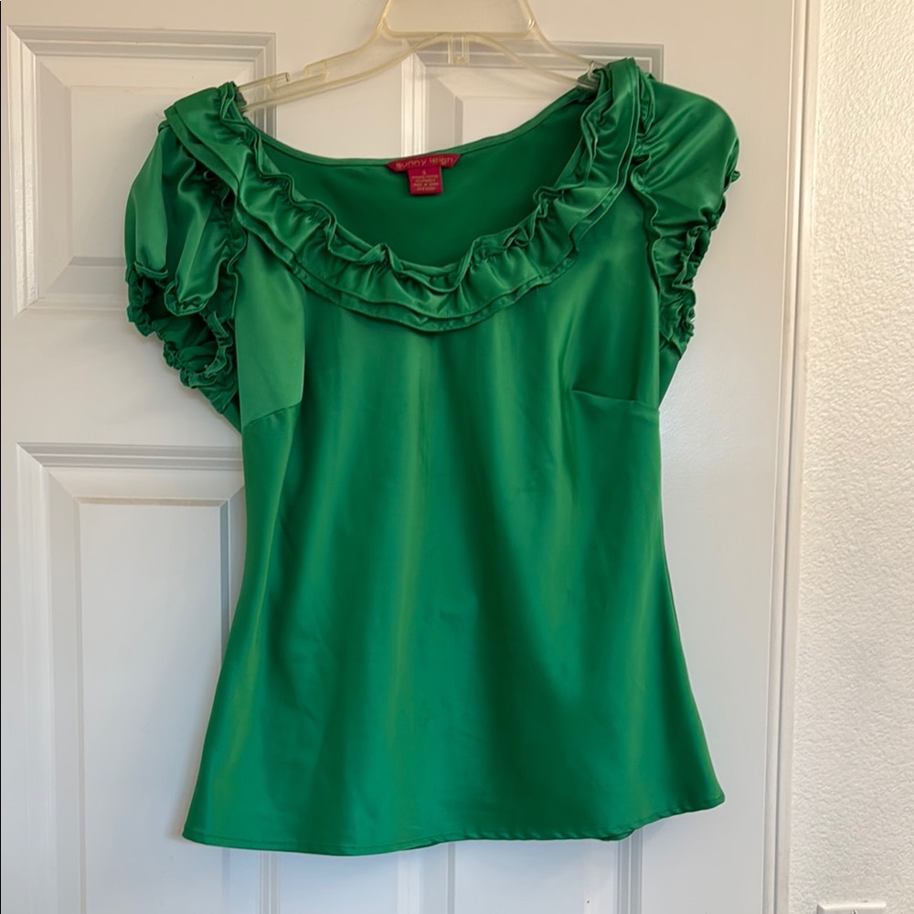 Green Ruffled Women's Top